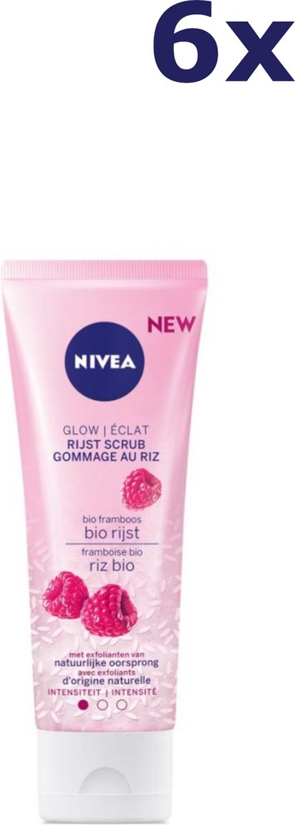 Goedkoopste 6x Nivea Rijstscrub Mild met Bio Framboos 75 ml
