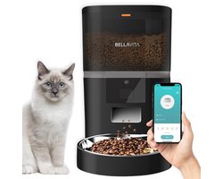 BELLAVITA® Automatische voerbak - Zwart - Nieuw Model 2024 - Voerautomaat Met App - Voerbak hond - Smartphone Besturing - Voerinhoud 6 Liter - Voor Katten en Hondenvoer - Droogvoer - Automatische voerbak kat - Automatische voerbak Image