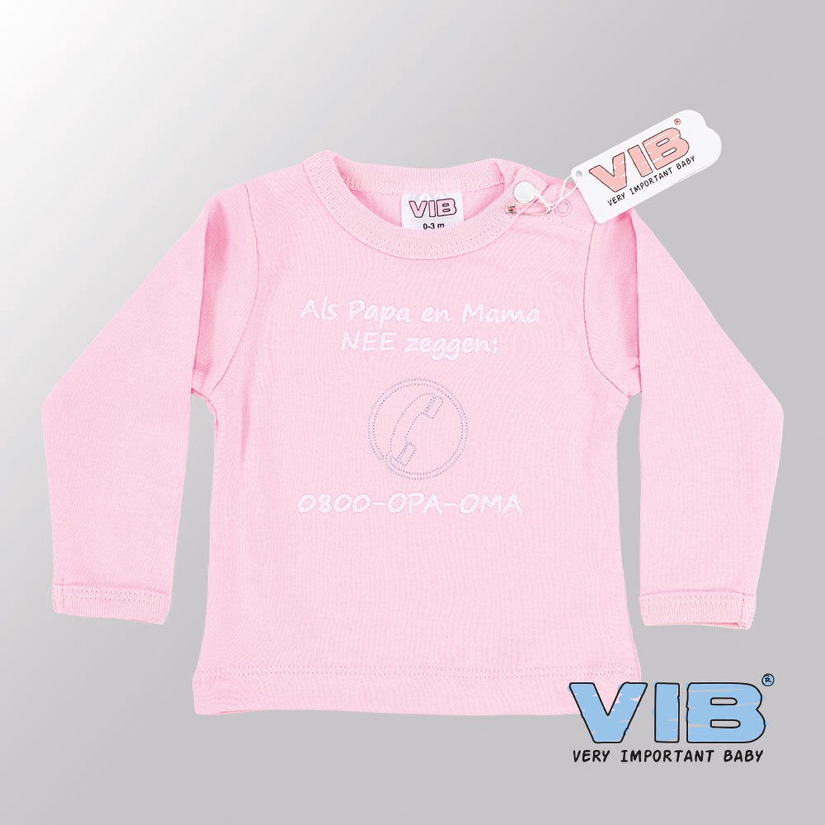 VIB® - Baby T-Shirt Als Papa en Mama Nee zeggen - 0800-Opa-Oma (Roze)-(3-6 mnd) - Babykleertjes - Baby cadeau