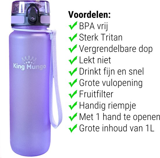 Motivatie Waterfles met Nederlandse Tijdsmarkering met Rietje Roze Bla