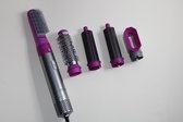 Fameilleur grey/purple 2024 model- 5 in 1 multifunctionele haarstyler- grijs/paars- Fohn- fohnborstel styler-haar borstel- haarborstel- stijltang- stijl tang- Multistyler - Föhnborstel - Krultang - krul tang- haar droger- Borstel - Haardroger -Föhn -