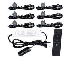 TrueLED Compact Gray - Inbouw LED Spot Dimbaar voor Overkapping - IP65 Verlichting voor Veranda - Complete set van 6 LED Spots