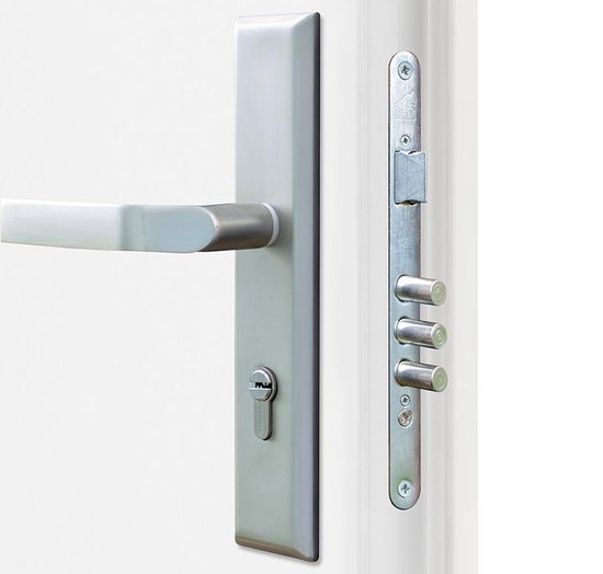 Porte pleine acier H.207 x L.100 cm anthracite - Pousser à droite - AGUEDA L 95 cm x H 203,5 cm x P 9 cm