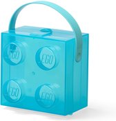 LEGO - Lunchbox Brick 4 met Handvat Transparant - Nylon - Blauw