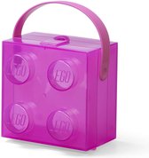 LEGO - Lunchbox Brick 4 met Handvat Transparant - Nylon - Paars