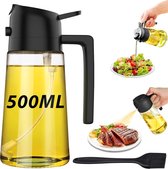 Oliesproeier voor spijsolie, glas, 500 ml, olijfoliespray, oliespray, oliespray om te koken, oliespray voor heteluchtfriteuse, spuitolie voor koken, kookspray voor salade, grillen, bakken