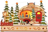 Kerst - Kerstmis - Kerstdagen - Kerstcaravan voor kerstboomverkopen van hout met LED
