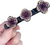 Barrette à cheveux 2 pièces - fleurs de cristal scintillantes