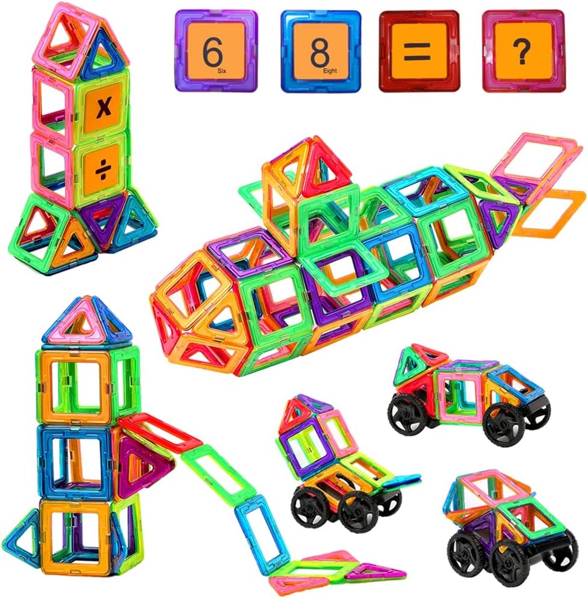 Magnetische Bouwblokken 68x stuks Magnetisch Speelgoed Kinderen Magnetische Bouwstenen Montessori Speelgoed Educatieve Games Geschenk voor Kinderen