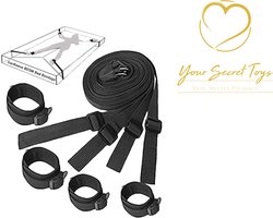 Lev – Bed bondage – SM - BDSM Bed Bondage Set Voor het Onder het Bed Door - Bondage - Verstelbare Riemen en Boeien - Handboeien & Enkelboeien - Past Op Elke Matras of bed
