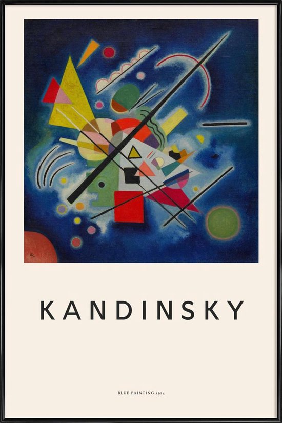 JUNIQE - Poster in kunststof lijst Kandinsky - Blue Painting -13x18