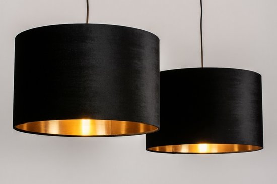 Lumidora Hanglamp 30930 - CHARLOTTE - 2 Lichts - E27 - Zwart - Goud - Metaal
