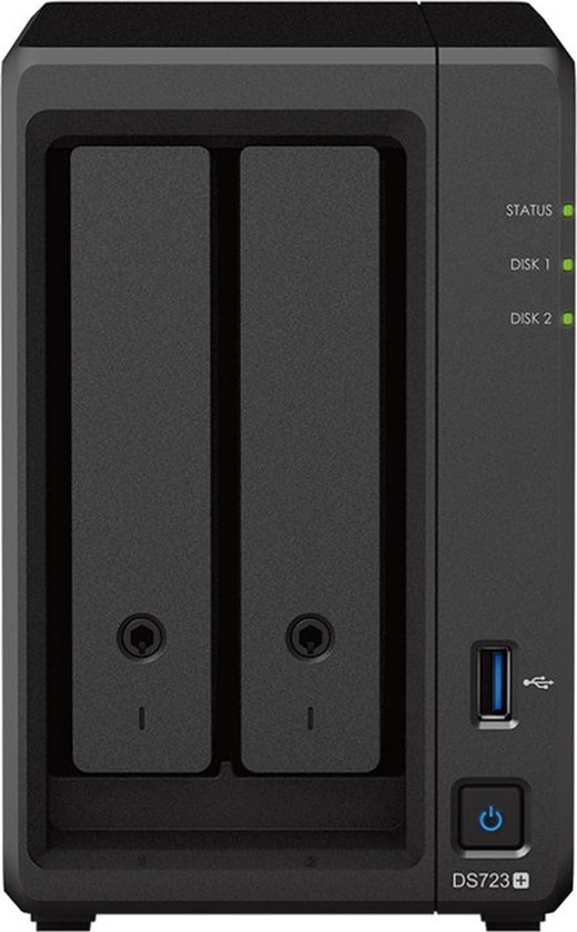 Synology DiskStation DS723+ - NAS, Tower- Barebone - AMD Ryzen - R1600 - Zwart - Synology