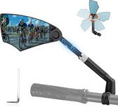 Fietsspiegel voor e-bike, achteruitkijkspiegel, inklapbaar, voor stuur 20-23 mm, intrekbaar en 360 graden verstelbaar, verblindingsbescherming, spiegel voor e-bikes MTB (links)