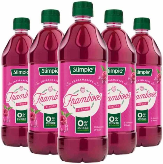 Slimpie Siroop Framboos - 5 x 650 ml - Voordeelverpakking