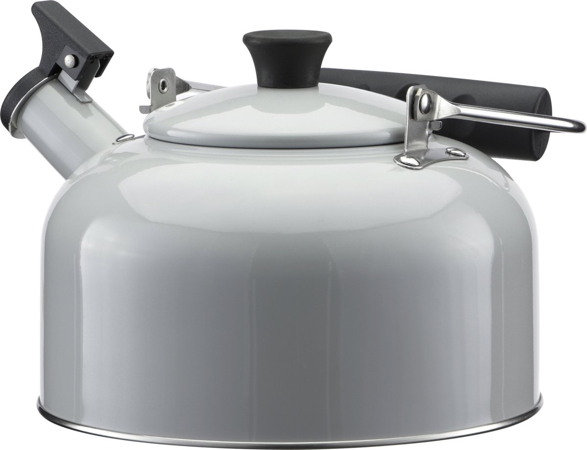 Navaris traditionele fluitketel inductie en gas 2 8 Liter Handvat dat koel blijft Roestvrij staal en aluminium theepot Grijs
