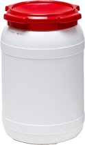 Wijdmondvat 20 liter wit met rood deksel - Waterkluis