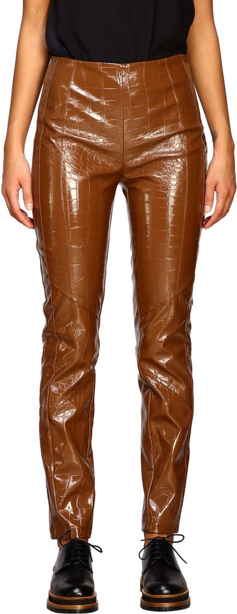 Pinko • bruine faux lakleren pantalon • maat 38 (IT44)