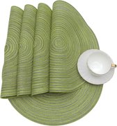 Set van 6 ronde katoenen placemats groen,15" ronde tafel placemats afwasbaar hittebestendig gevlochten katoenen diner tafelmatten (erwtengroen)