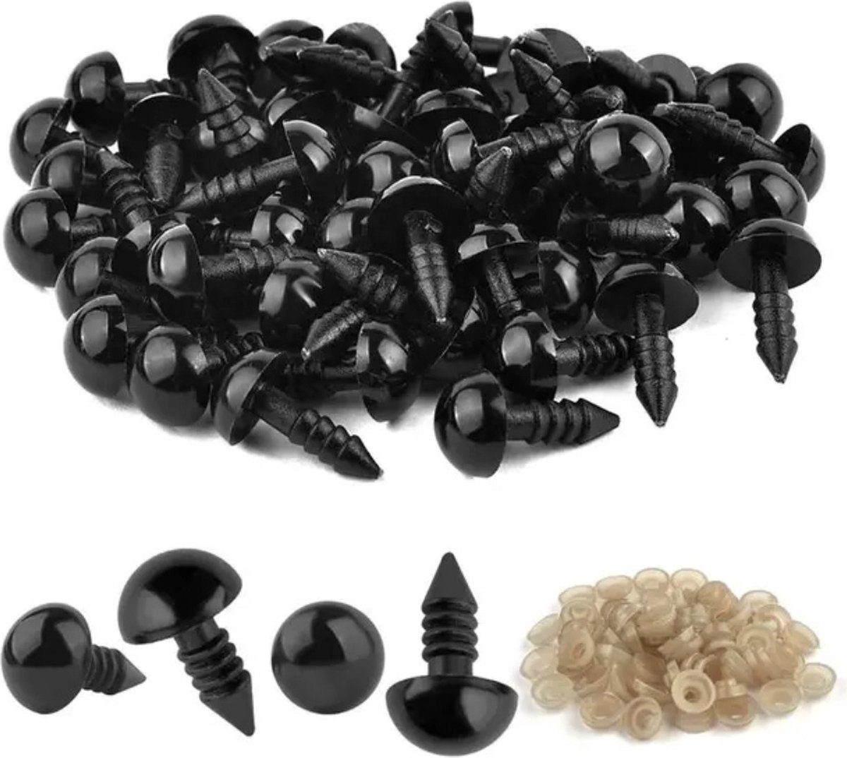 Veiligheidsoogjes ● 8mm ● met sluitringen - zwart - 