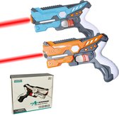 StarWarior Laserguns - Oranje en blauw- 4 Teams - 50Meter Schietafstand - Met licht en geluidseffecten - Lasergame set voor kinderen