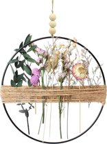 Droogbloemen krans 20 cm droogbloemen decoratieve deurkrans metalen ring droogbloemenkrans met droogbloemen voor doe-het-zelf bruiloftsfeest, huisslingers decoratie