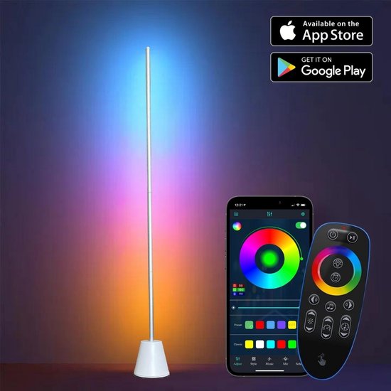 HappyLEDS RGB Lampadaire - Lampadaire moderne - Lampe sur pied salon - Lampe LED - Lampe Smart - Bande LED