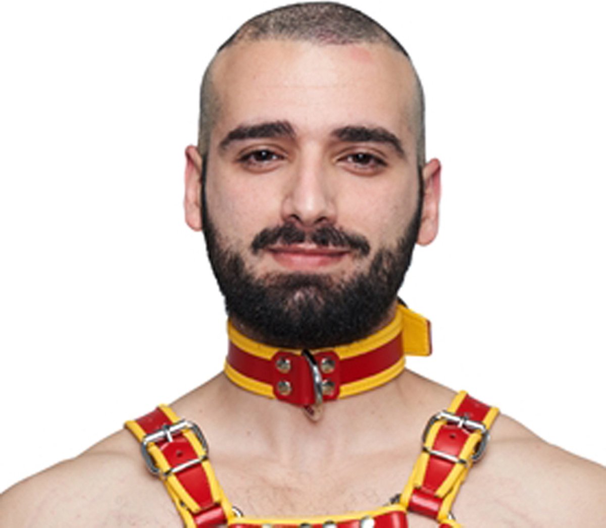 Mister B leren circuit halsband - rood - geel