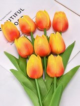 Real Touch Tulips - Oranje - Real Touch Tulpen - Orange - Tulpen - Kunstbloemen - Kunst Tulpen - Kunst Boeket - Tulp - 36 CM - Zijden Bloemen - Latex Bloem - Bruiloft - Voorjaar - Lente