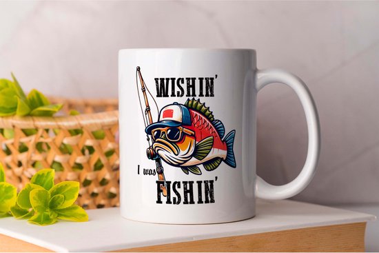 Mug Wishin i was fishin - Pêche - Cadeau - Cadeau - Pêche - Pêcheur - CatchOfTheDay - Pêche - La pêche - Pêcheur - CatchOfTheDay - Pêche à la mouche
