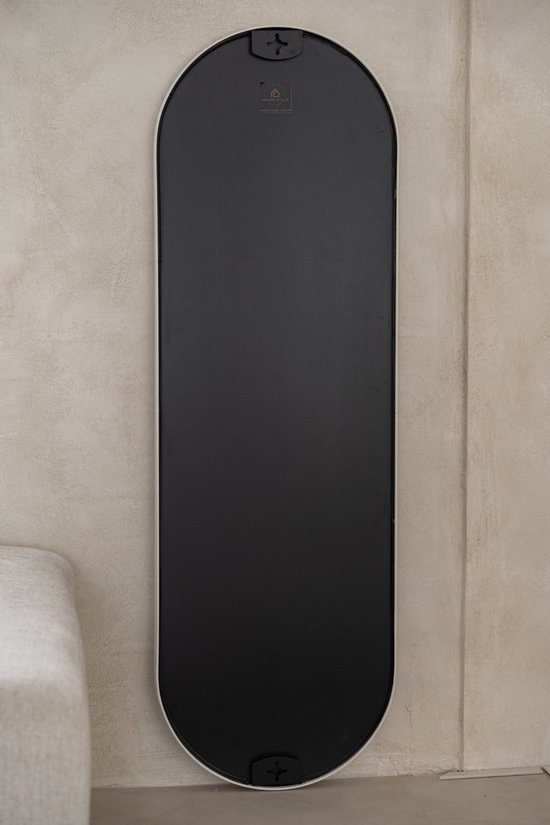 Nordic Style® Miroir ovale - 125x40cm - Wit Mat - Ovale - Miroir mural - Miroir d'entrée - Miroir de couloir - Miroir de chambre - Miroir de salle de bain - Miroir de Toilettes