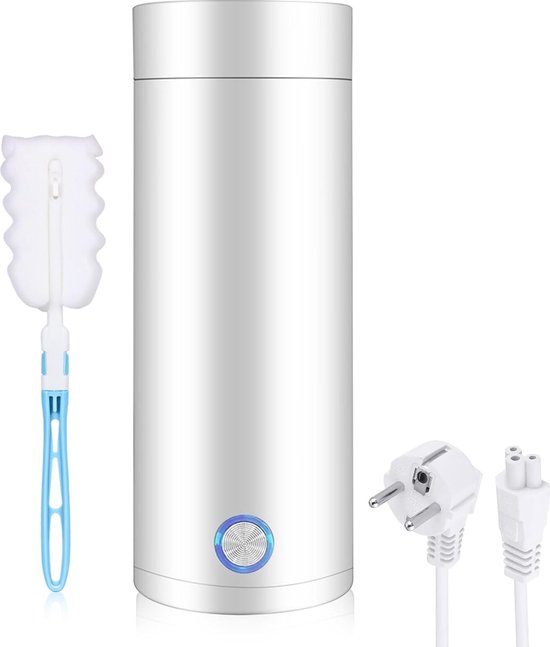 Waterkoker, 400 ml, draagbare waterkoker, reiswaterkoker met reinigingsborstel