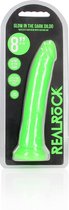 REALROCK - 8 inch - dildo - ribbels - zuignap - glow in the dark - groen