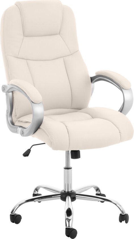 CLP XL Apoll Bureaustoel - Voor volwassenen - Ergonomisch - Met armleuningen - Kunstleer - creme