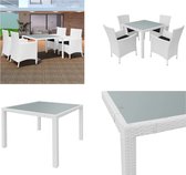 vidaXL-Ensemble de jardin 5 pièces-poly-rotin-blanc crème - Table et chaise de jardin - Tables de jardin et Chaises de jardin - Set de table de jardin - Ensembles de table de jardin