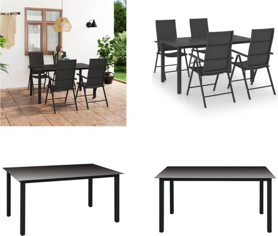 vidaXL Ensemble de jardin 5 pièces Noir - Ensemble de salle à manger - Ensembles de salle à manger - Ensemble de jardin - Ensembles de jardin