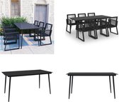 vidaXL 7-delige Tuinset PVC-rattan zwart - Eetset - Eetsets - Eettafel En Stoel - Eettafels En Stoelen