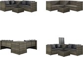 vidaXL 4-delige Loungeset met kussens poly rattan grijs - Tuinset - Tuinsets - Tuin Set - Tuin Sets