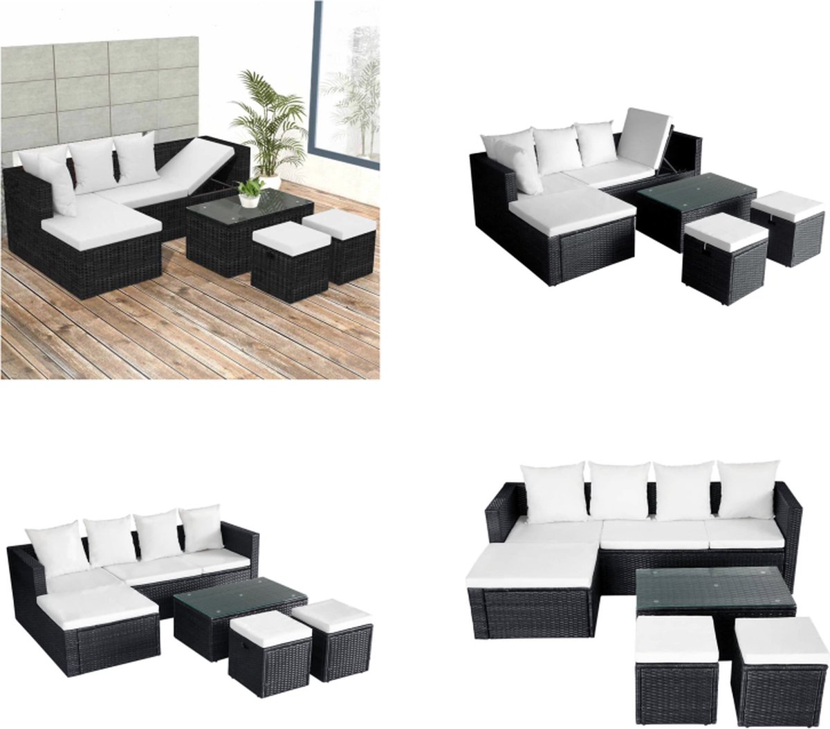 Vidaxl Tuinbank Set Zwart Bankenset