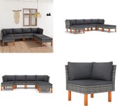 vidaXL 7-delige Loungeset met kussens poly rattan grijs - Tuinstoel - Tuinstoelen - Loungestoel - Loungestoelen