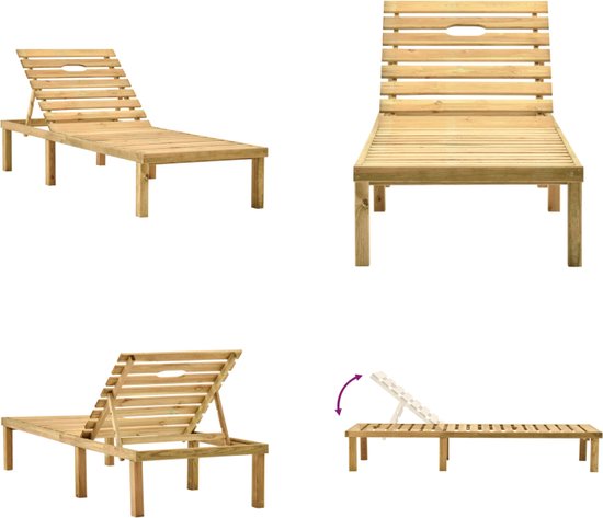 vidaXL Ligbed geïmpregneerd grenenhout - Ligbed - Ligbedden - Ligstoel - Ligstoelen