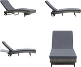 vidaXL Chaise longue avec roulettes et kussen Polyrotin Anthracite - Chaise longue - Chaises Chaises longues - Chaise longue - Chaises longues