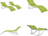vidaXL Ligbedden inklapbaar 2 st textileen groen - Ligbed - Ligbedden - Ligstoel - Ligstoelen