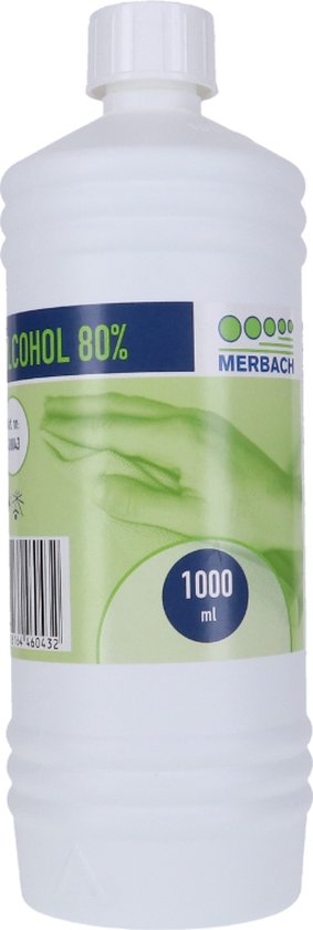 Voordeelverpakking 2 X Merbach alcohol 80% 1 liter navulverpakking
