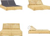 vidaXL Ligbed tweepersoons met kussens geïmpregneerd grenenhout - Zonnestoel - Zonnestoelen - Zonnebed - Zonnebedden