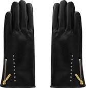 Zwarte Handschoenen Studs & Rits - Faux Leren Dames Handschoenen - Herfst/Winter - Zwart
