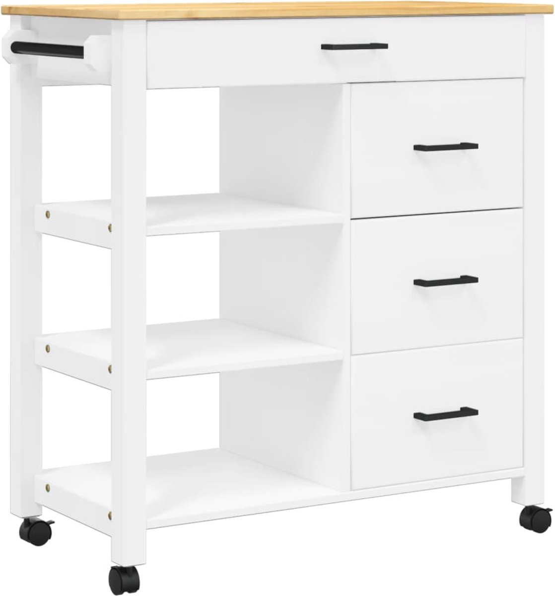 vidaXL - Keukentrolley - MONZA - 84x40x88,5 - cm - massief - grenenhout