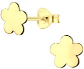 Joy|S - Zilveren bloem oorbellen - 8 mm - egaal - Daisy - 14k goudplating
