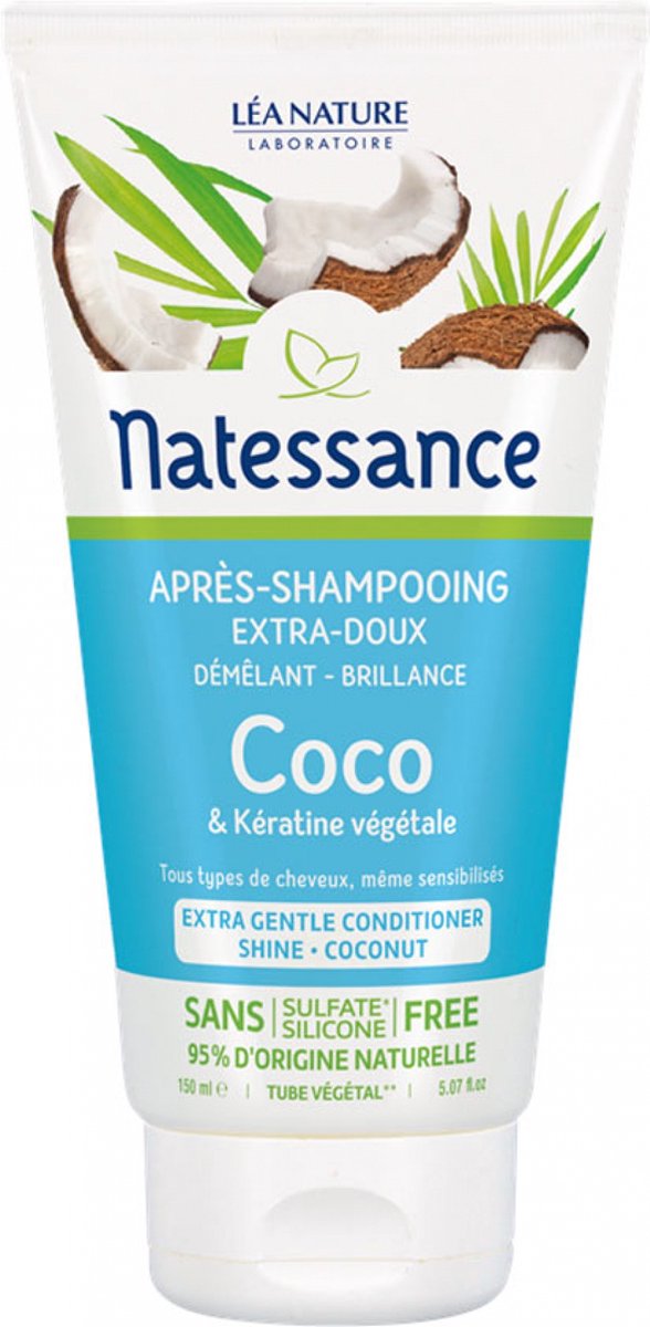 Natessance Extra Zachte Kokosnoot en Plantaardige Keratine Conditioner 150 ml