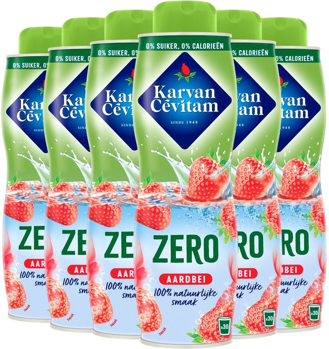 Karvan Cévitam Zero - Limonade - Aardbei - Voordeelverpakking - 6 x 600ml
